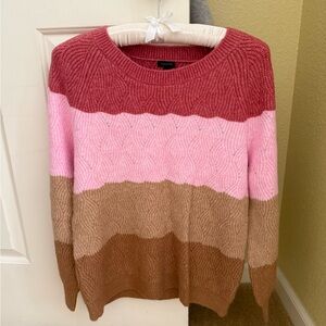 Talbots Women's Striped Sweater in Rust, Pink, and Tan